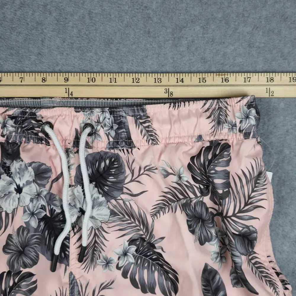 NWT U.S. Apparel Mens XL Bella Fleur Pink Floral Print Swim Shorts